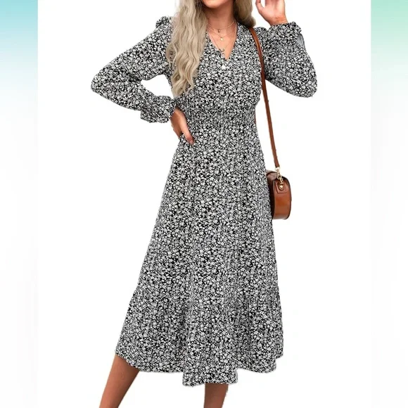 PRETTYGARDEN Long Sleeve Maxi Floral Dress - M - Picture 2 of 14